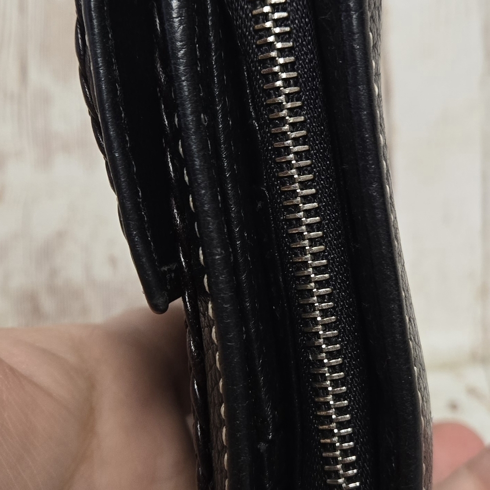 Brighton Black Brown Leather Wallet Western Concho Braided Trim Organizer Bifold - Picture 9 of 12